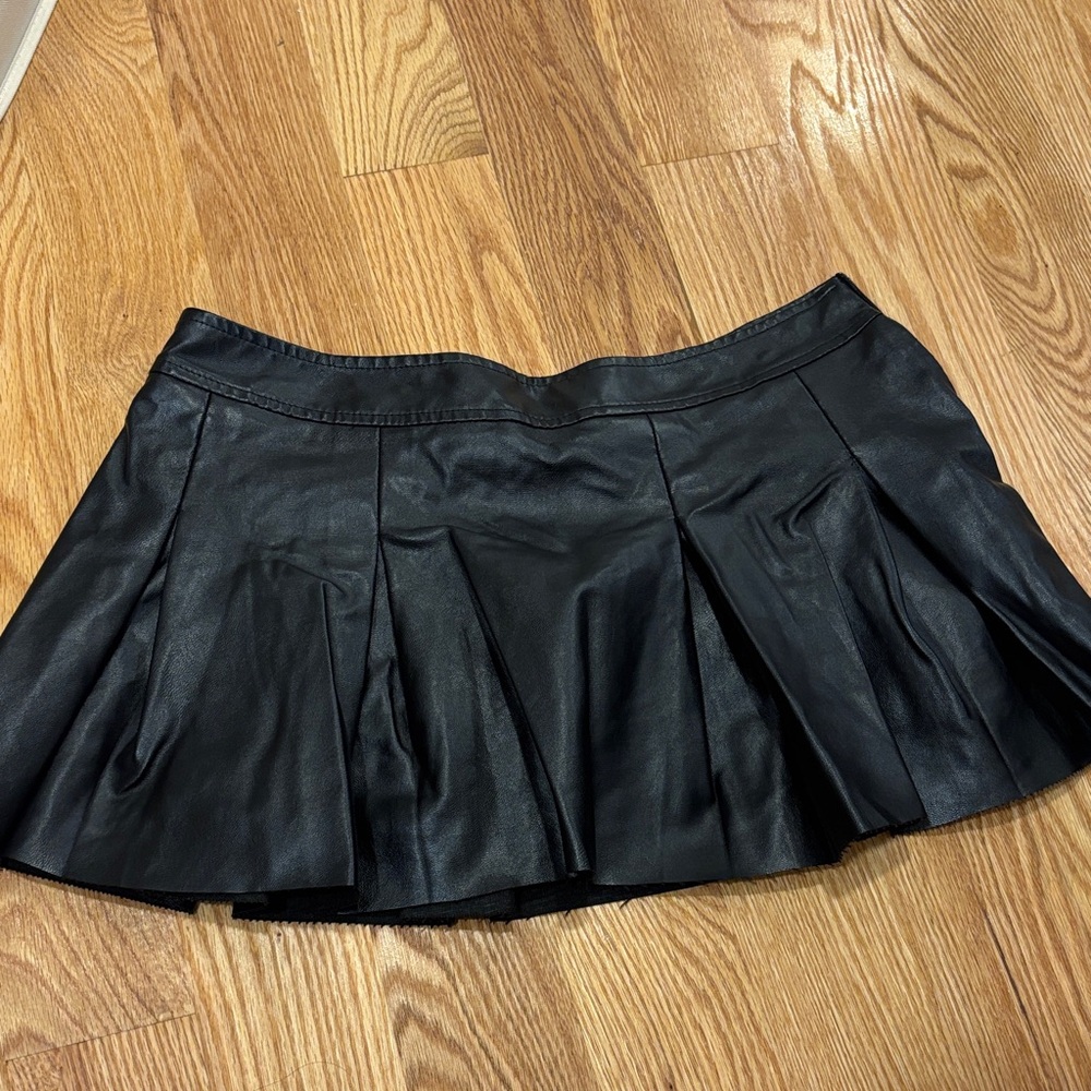 Black Leather Mini Skort